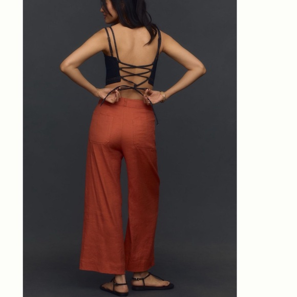 Anthropologie The Ettie High-Rise Crop Wide-Leg Pants by Maeve: Linen Edition 27 - Picture 3 of 9